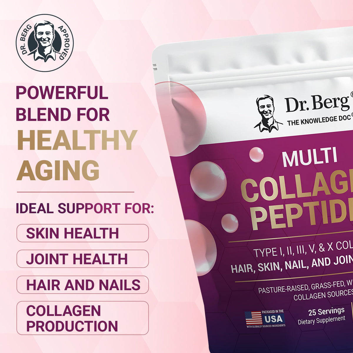 Unflavored Multi Collagen Peptides Powder 25 Servings X259491