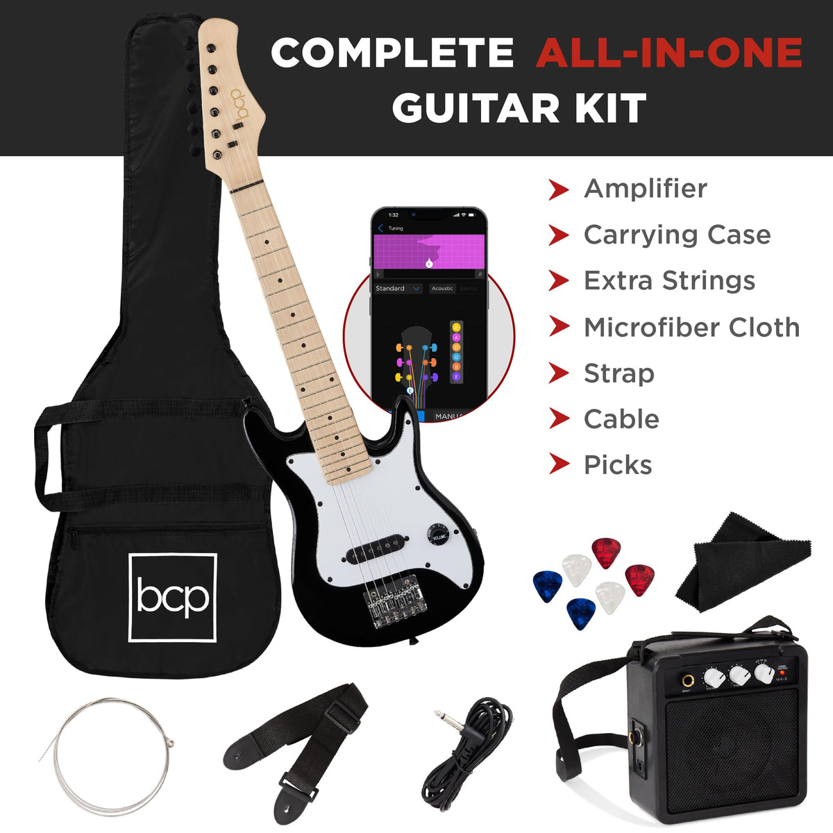 30in Kids Electric Guitar Starter Kit with Amplifier W754662