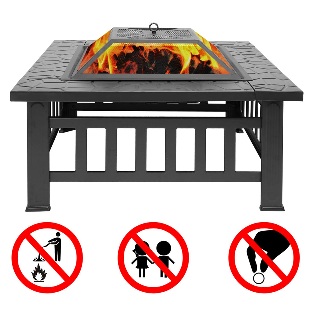 32-inch Metal Outdoor Fire Pit with Fireplace Screen C943