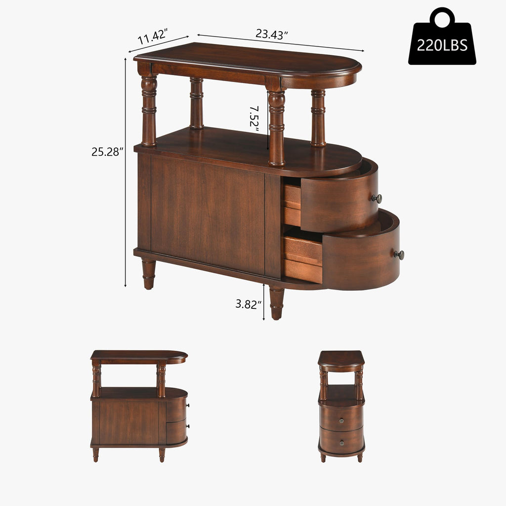 Solid Wood End Table with 2 Drawers K7939