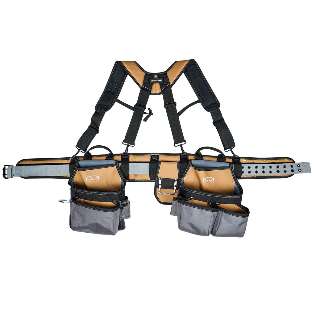 Khaki 28-Pocket Tool Belt and Suspenders V7282