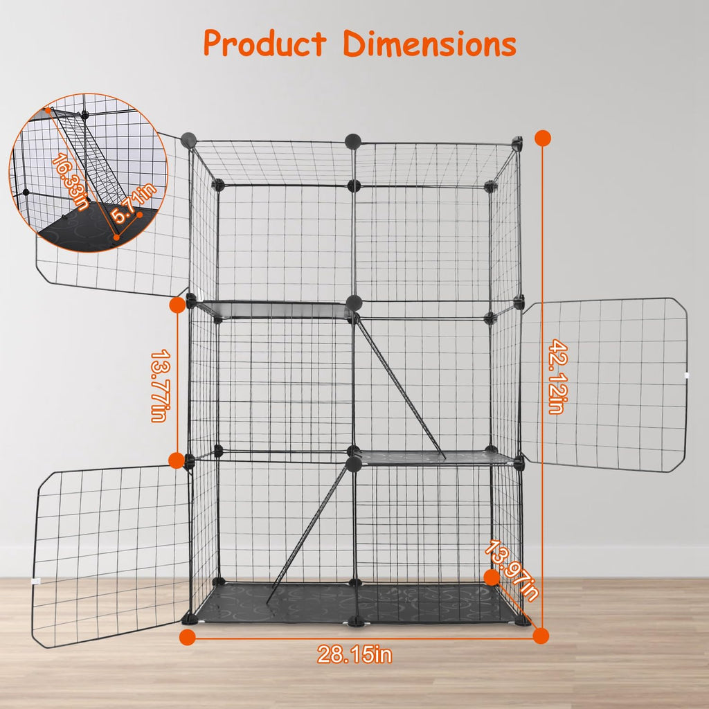 3-Tier Cat Cage with 3 Doors 2 Ramp Ladders C481