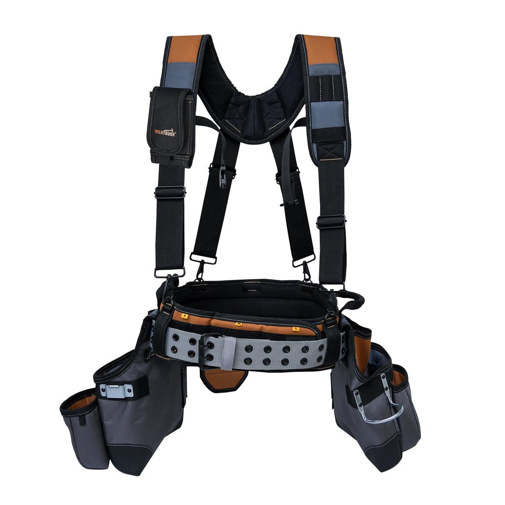 Khaki 28-Pocket Tool Belt and Suspenders V7282