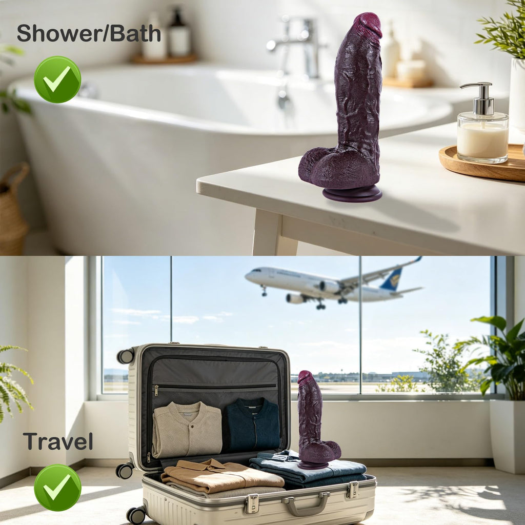 9.7" Dual Density Black Dildo with Suction Cup R31732