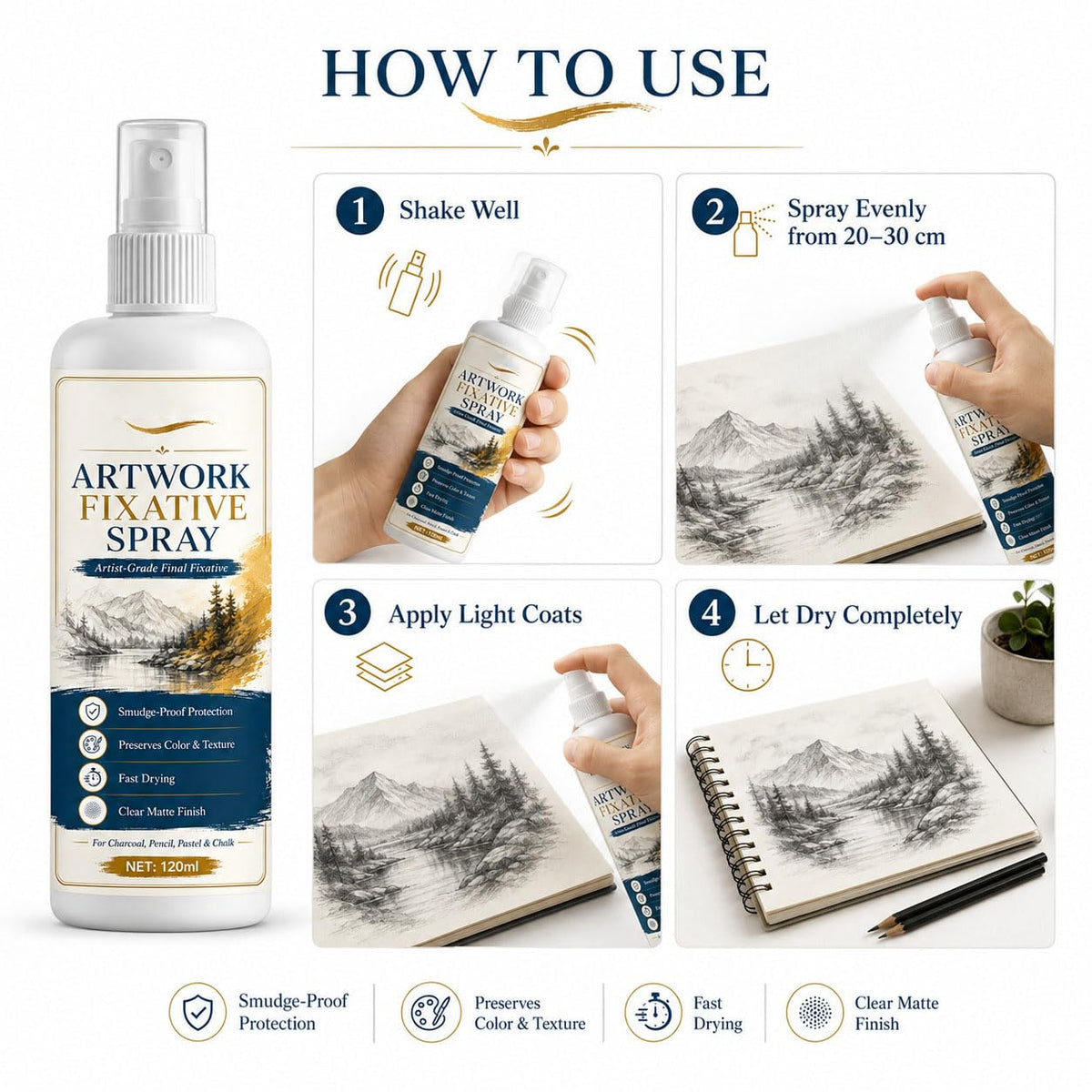 Matte Quick Dry Artwork Fixative Spray 5Pcs J549229