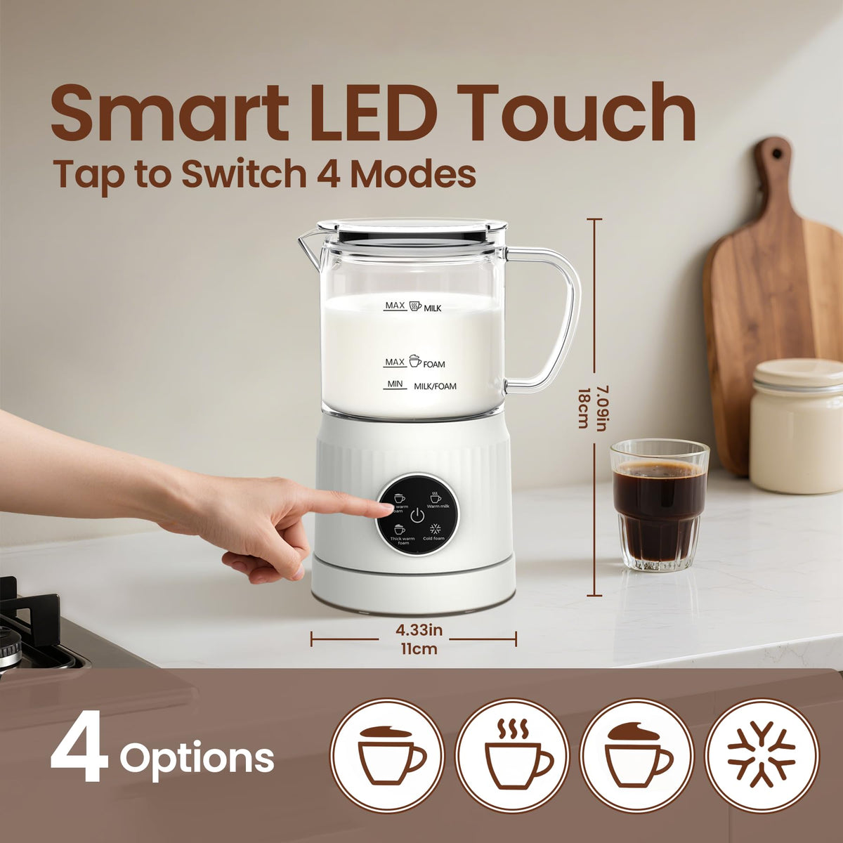 4-in-1 Electric Milk Frother and Steamer 13.52oz X737