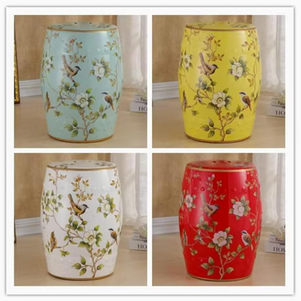 Glazed Hand-Painted Garden Stool L33418