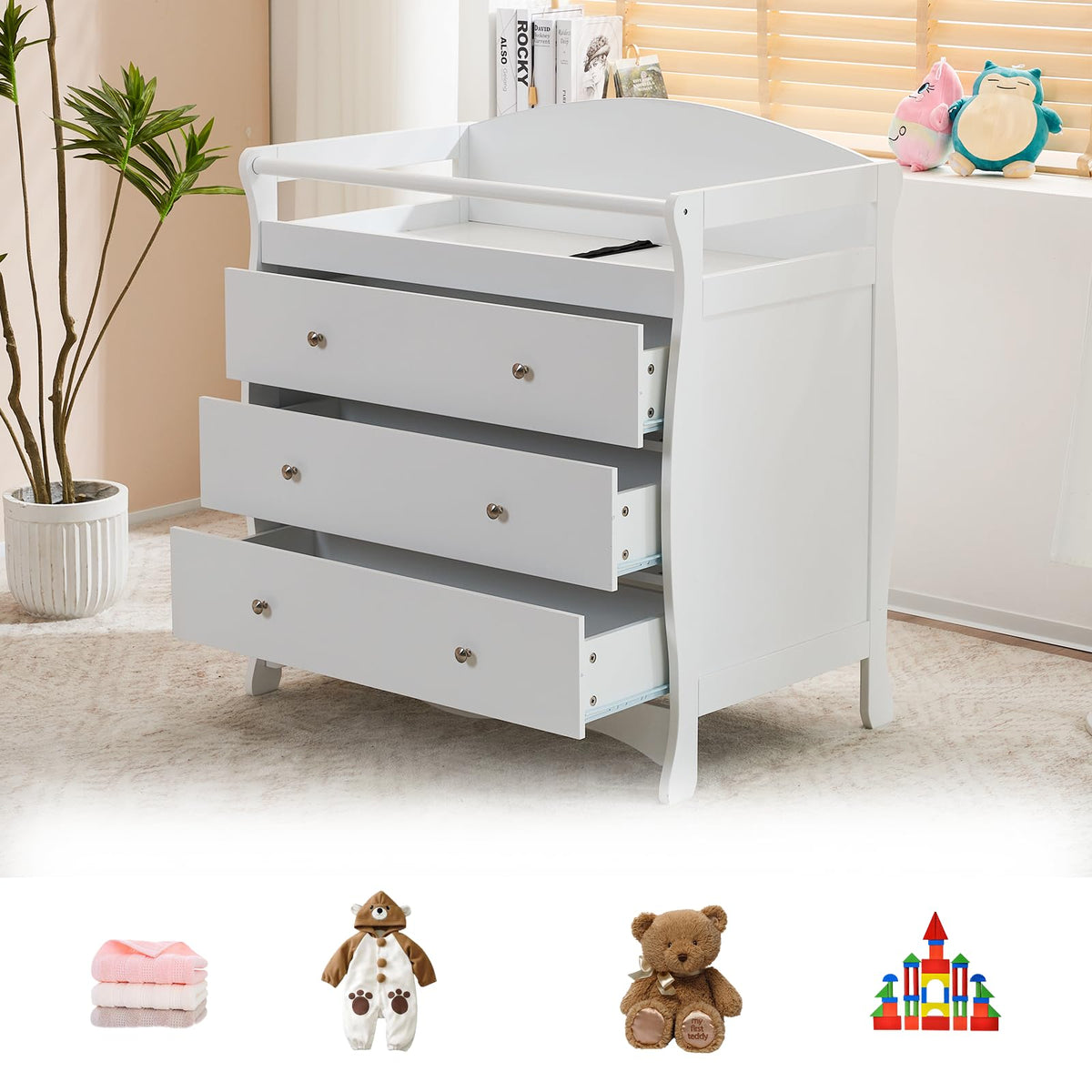 White Changing Table Dresser Z3485