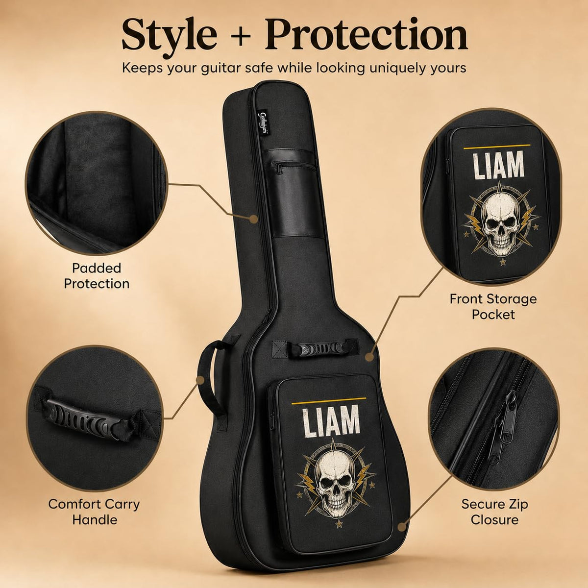 Soft Water Resistant Padded Guitar Gig Bag with Shoulder Straps and Pockets N430714