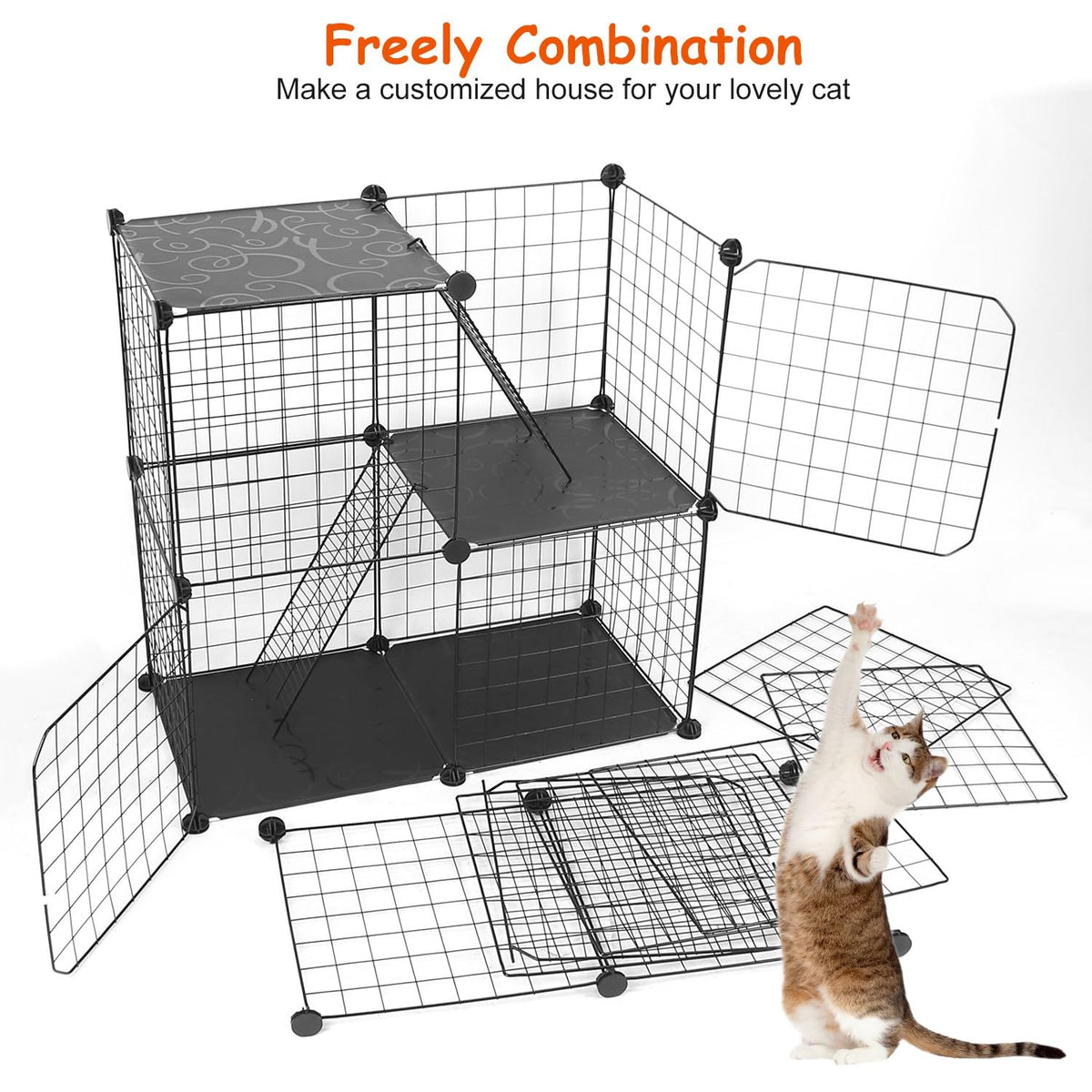 3-Tier Cat Cage with 3 Doors 2 Ramp Ladders C481