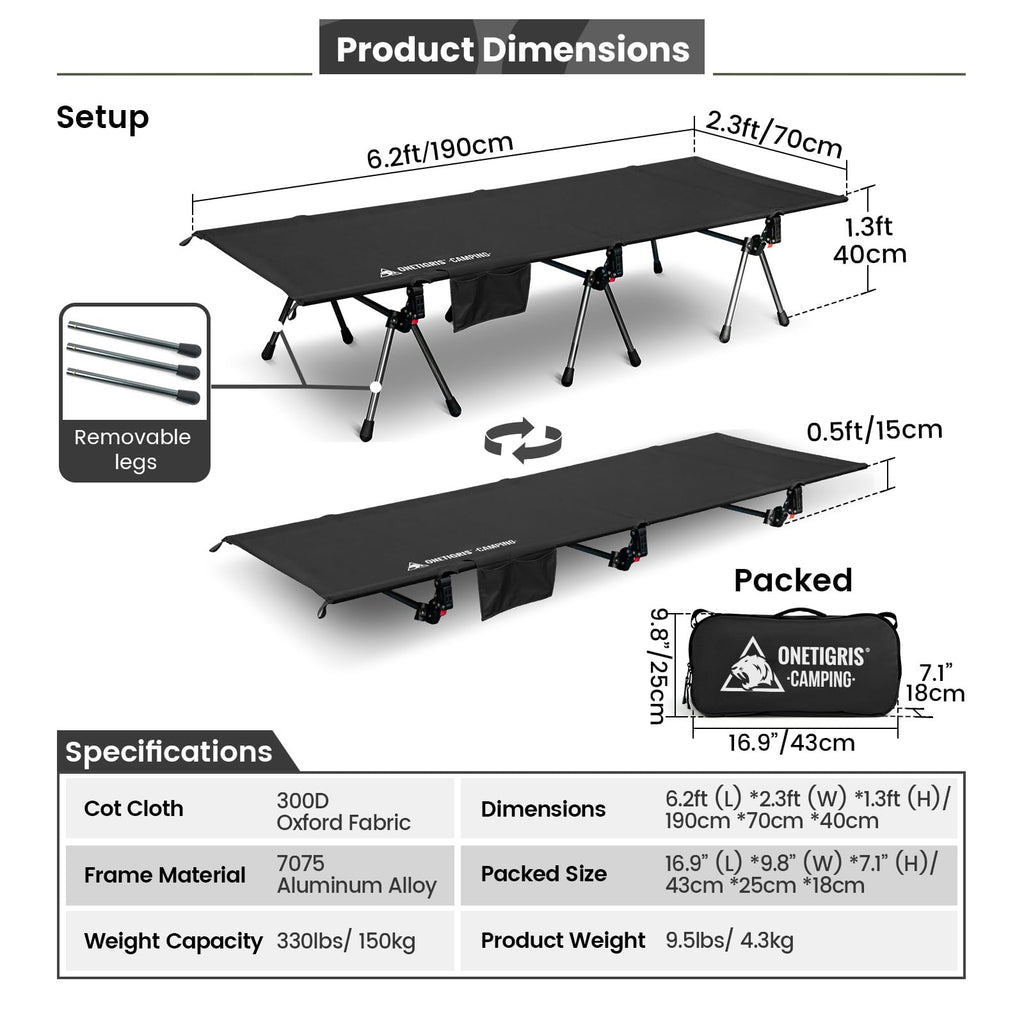 Height Adjustable Folding Camping Cot U418