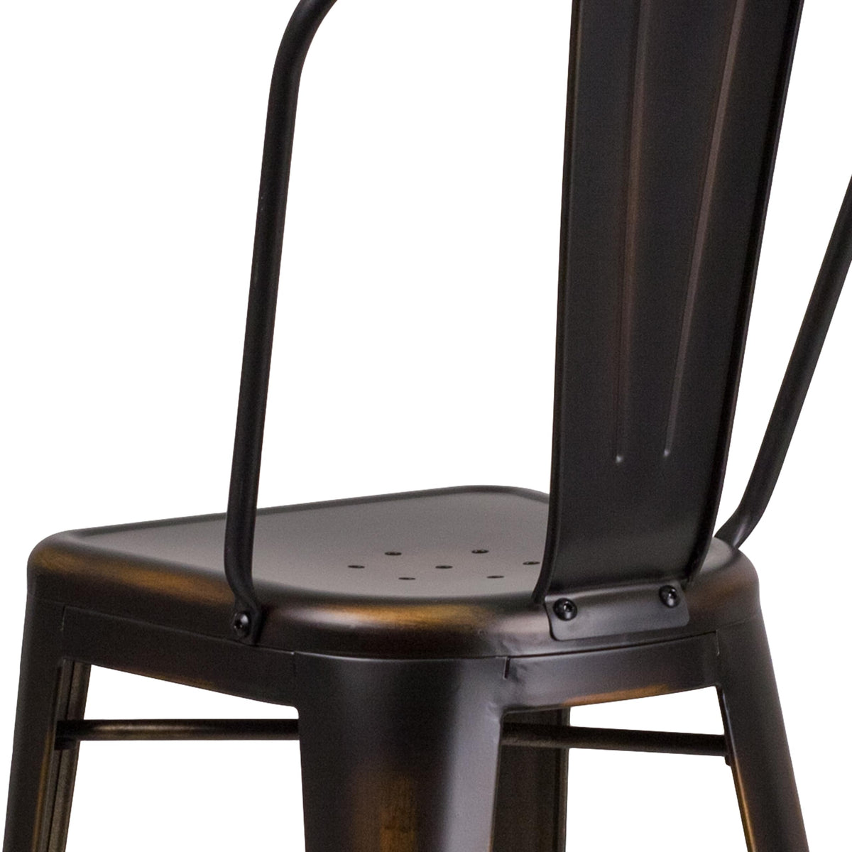 Distressed Copper Metal Indoor-Outdoor Barstool with Back M555700