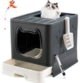 Top Entry Covered Cat Litter Box with Scoop and Brush C850