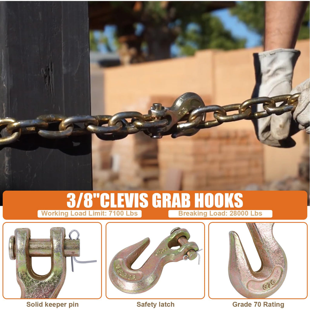 3/8" Grade 70 Clevis Grab Hooks, 10 Pack U508