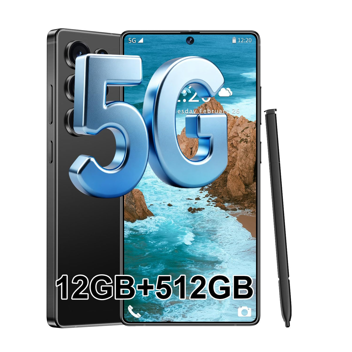 5G Unlocked Smartphone 12GB+512GB 6.99" 7000mAh Black I5376