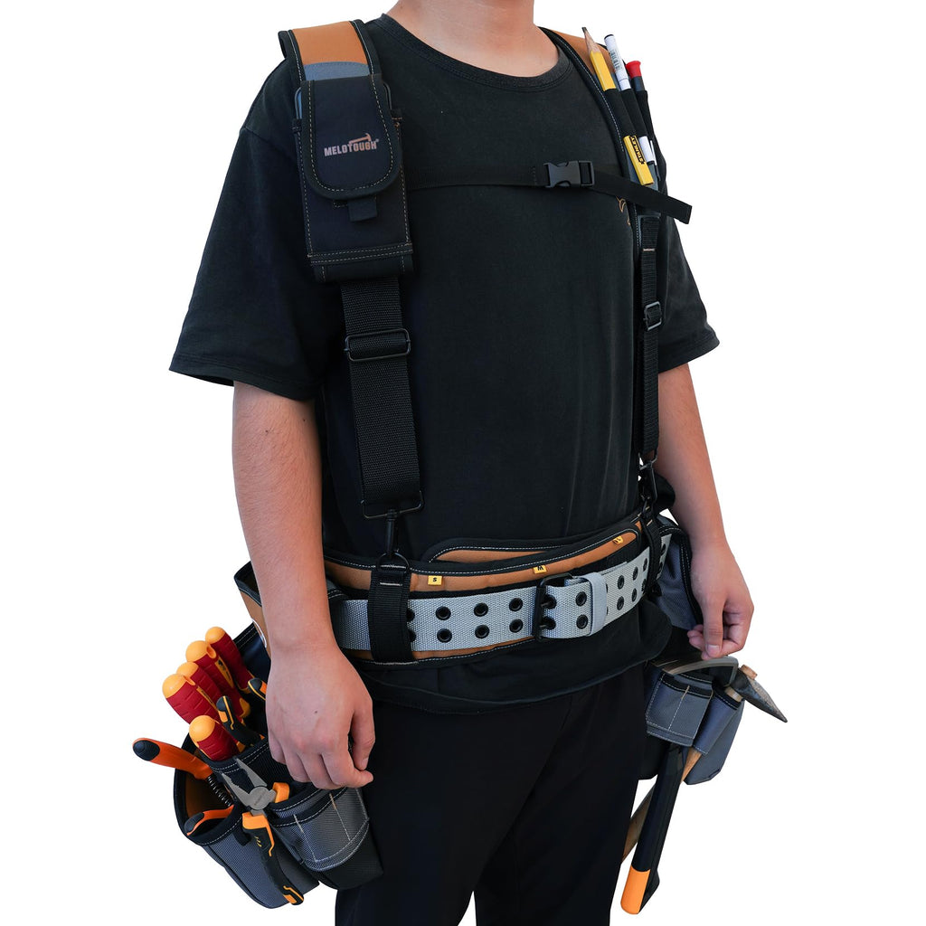 Khaki 28-Pocket Tool Belt and Suspenders V7282