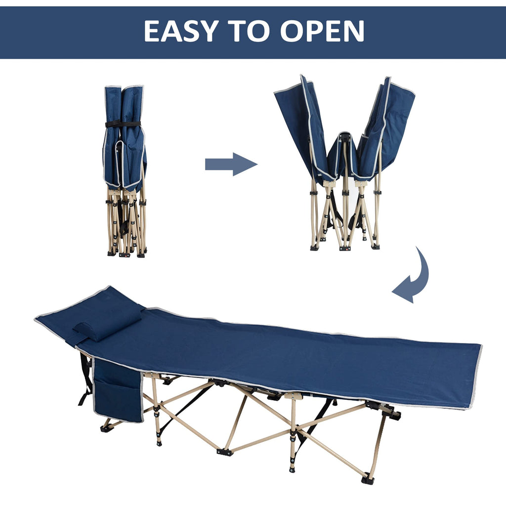Folding Camping Cot with Carry Bag Pocket Pillow U859632