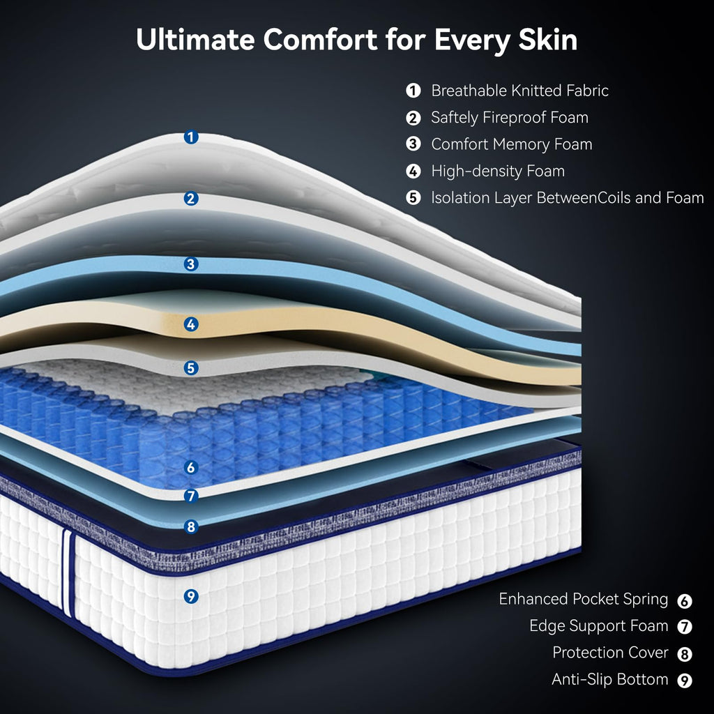 Queen Size 12 Inch Hybrid Memory Foam Mattress Z590