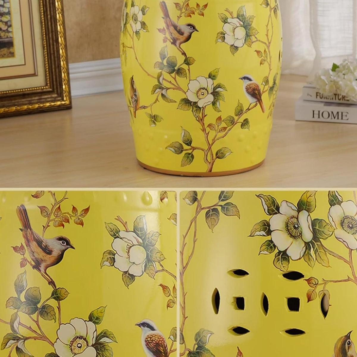 Glazed Hand-Painted Garden Stool L33418