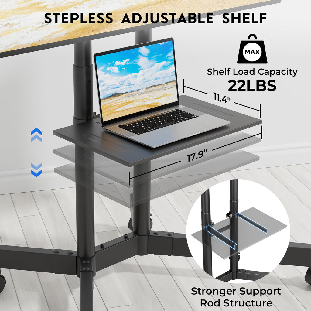 Rolling TV Stand with Tilt, Black X260