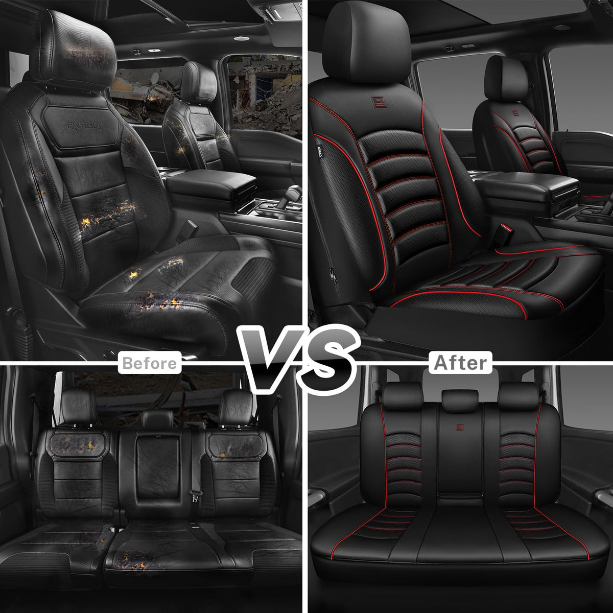 3D Foam PU Leather Car Seat Covers Full Set W697