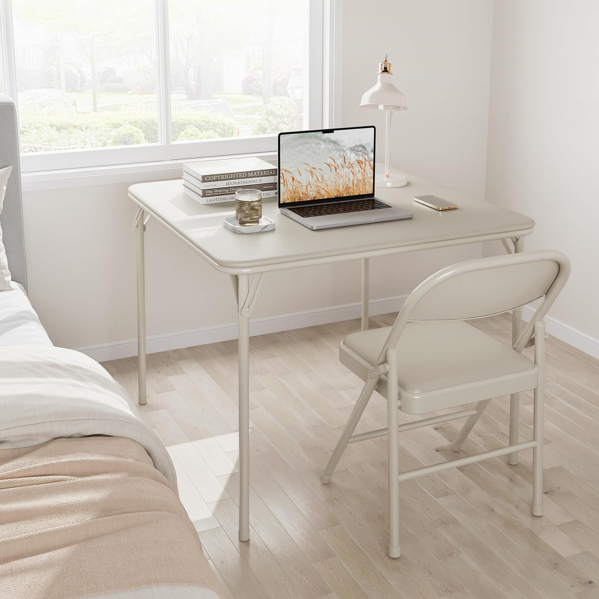 Beige Folding Card Table Y63152
