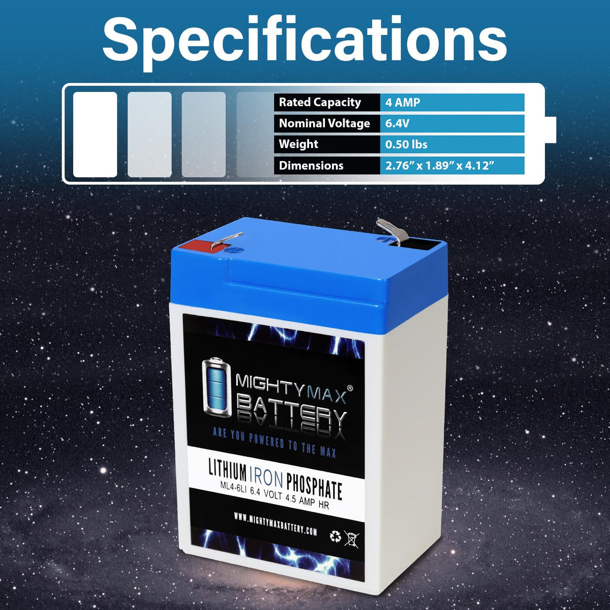 6V 4.5AH Lithium Replacement Battery U7510