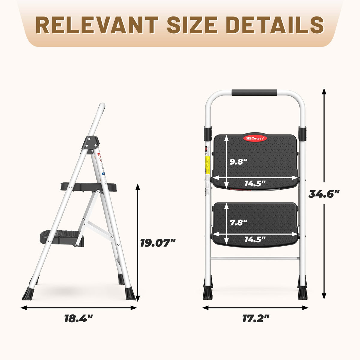 2 Step Ladder with Anti-Slip Pedal Y701