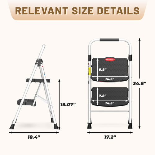 2 Step Ladder with Anti-Slip Pedal Y701