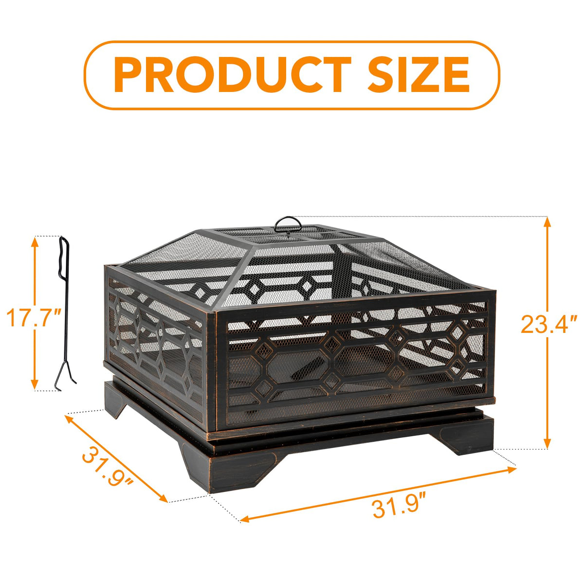 32 Inch Wood Burning Outdoor Fire Pit Y11683