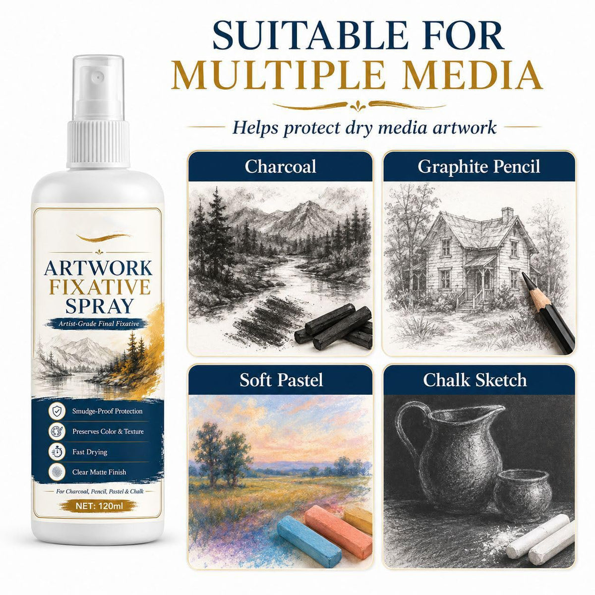 Matte Quick Dry Artwork Fixative Spray 5Pcs J549229