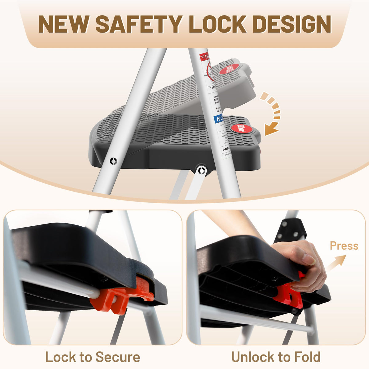 2 Step Ladder with Anti-Slip Pedal Y701