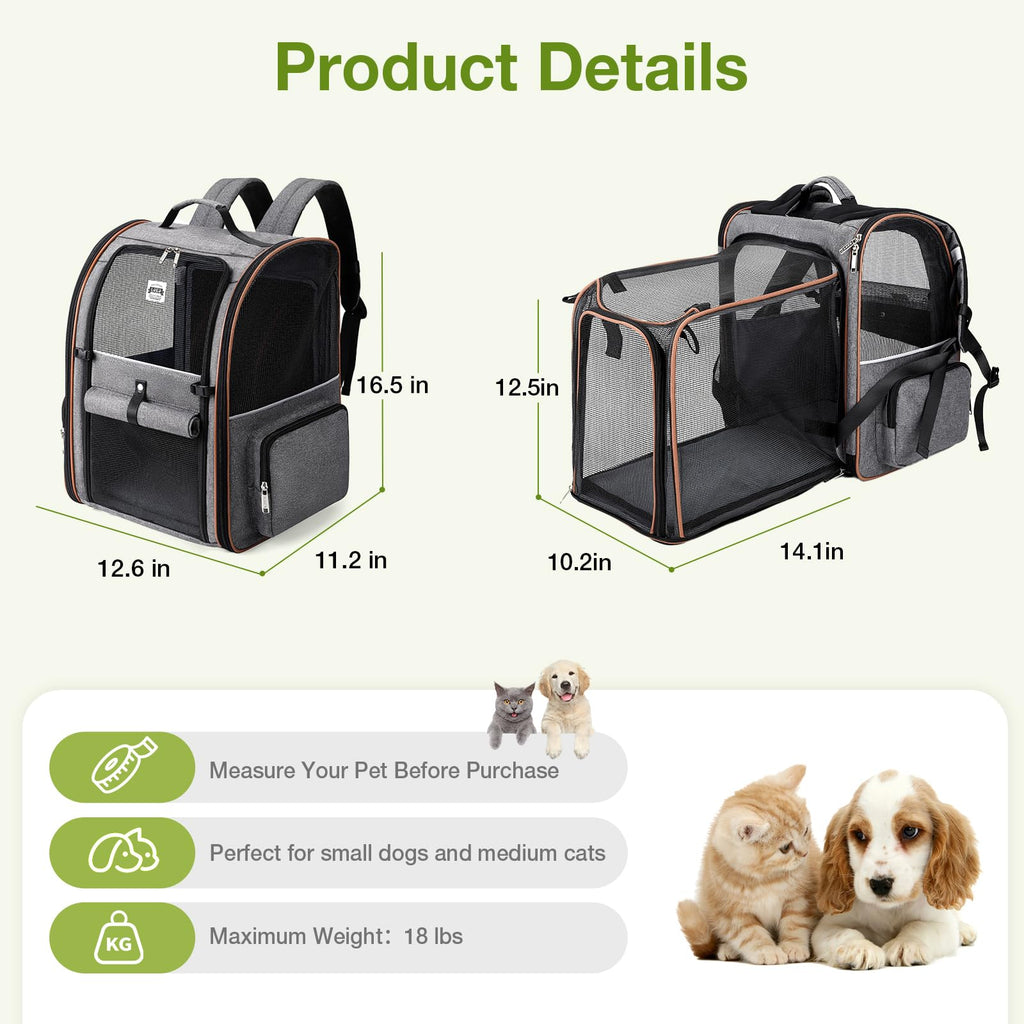 Expandable Cat Carrier Backpack with Sun Shade Q51306