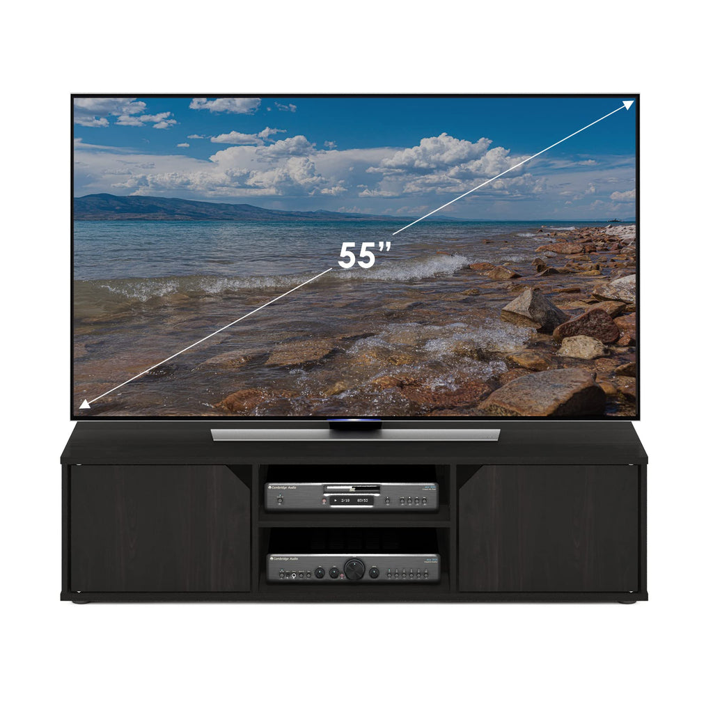 Espresso 2-Tier TV Stand with Open Shelf and Door Cabinets B862389