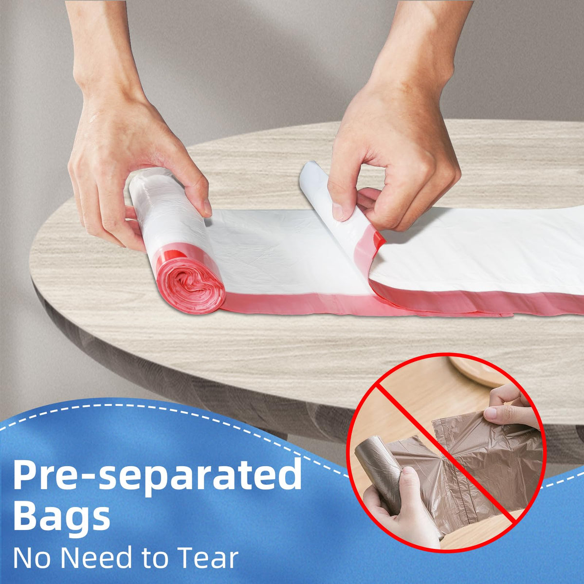 13.2 Gallon Tall Kitchen Drawstring Trash Bags, 200 Count Unscented Leak Proof T9705