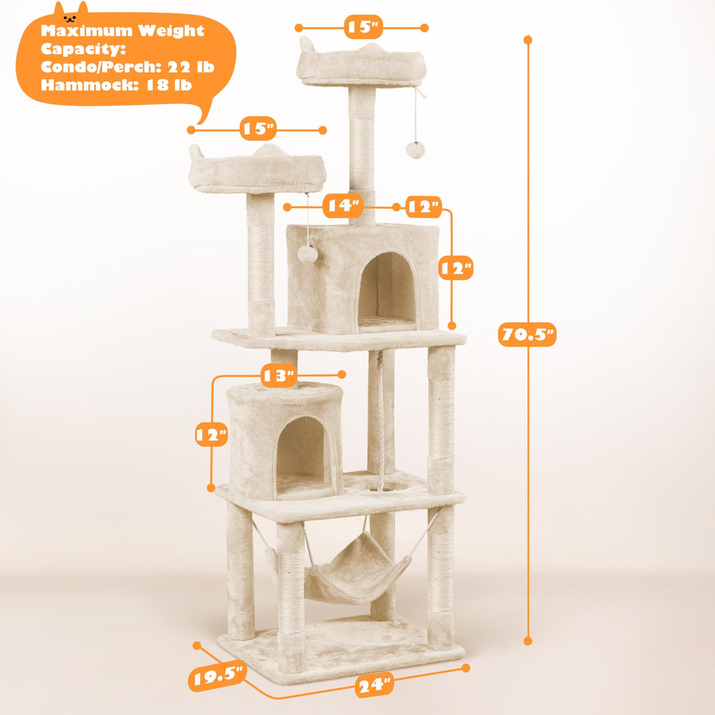 Beige 70.5in Multi-Level Cat Tree Y3125