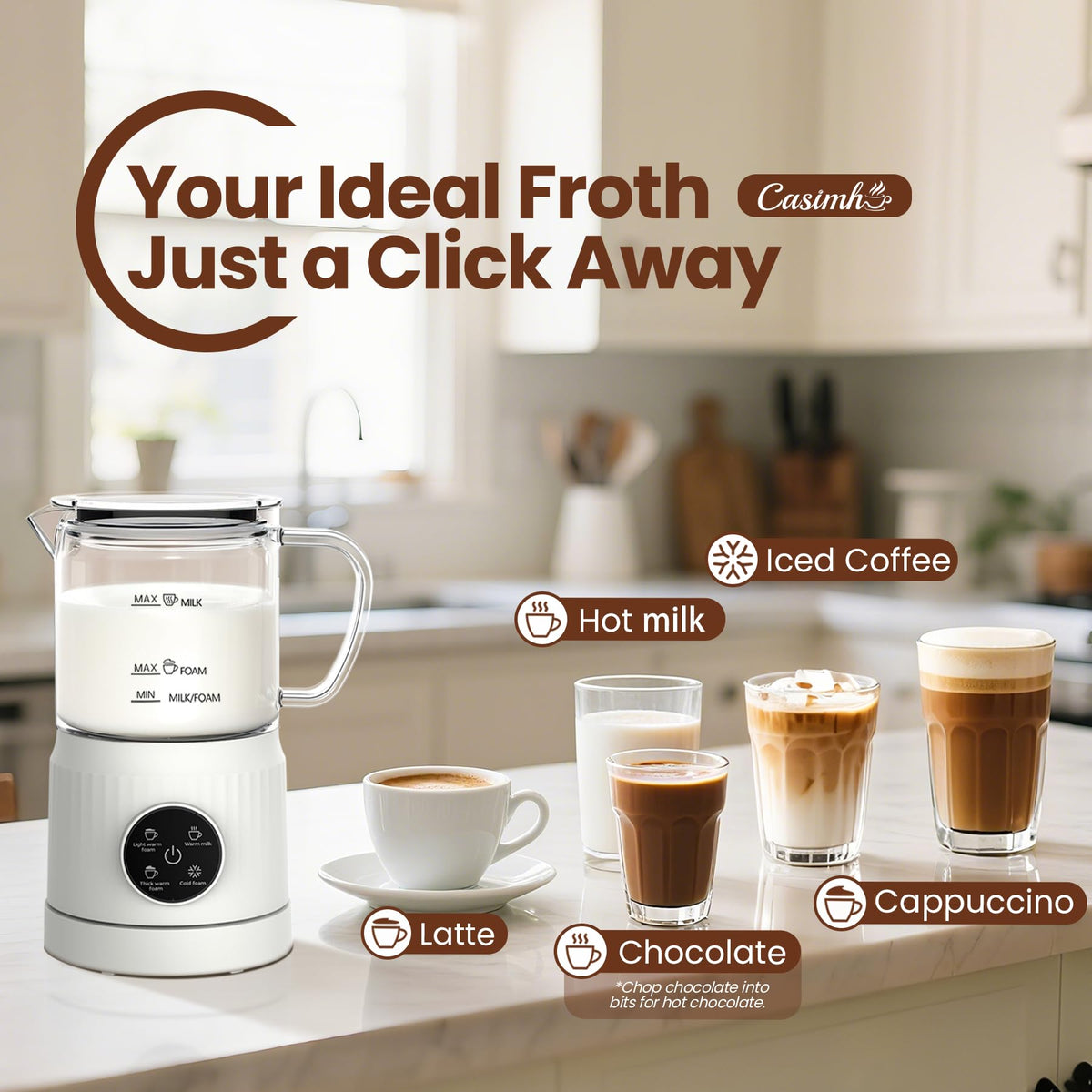 4-in-1 Electric Milk Frother and Steamer 13.52oz X737