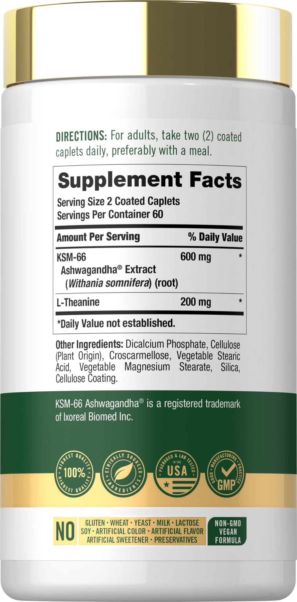 Ashwagandha Root Extract 600mg 120 Vegan Caplets X489