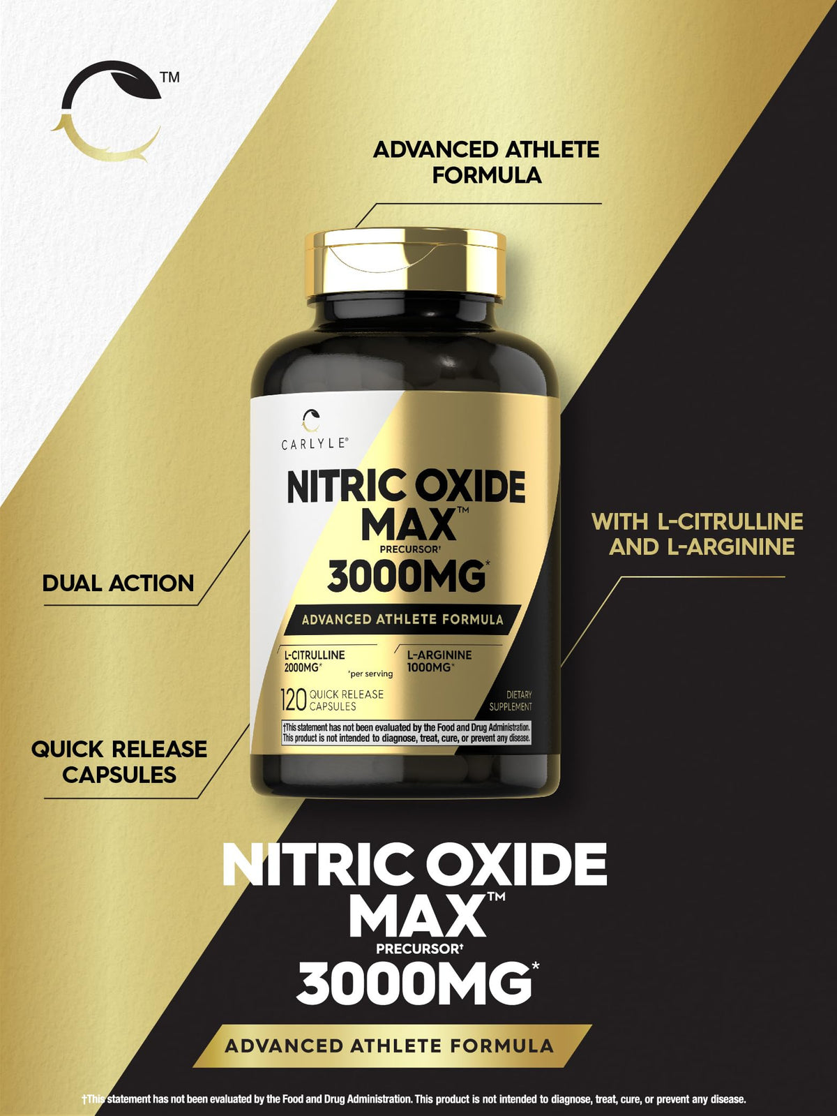 Nitric Oxide Supplement 3000mg 120 Capsules Y154285