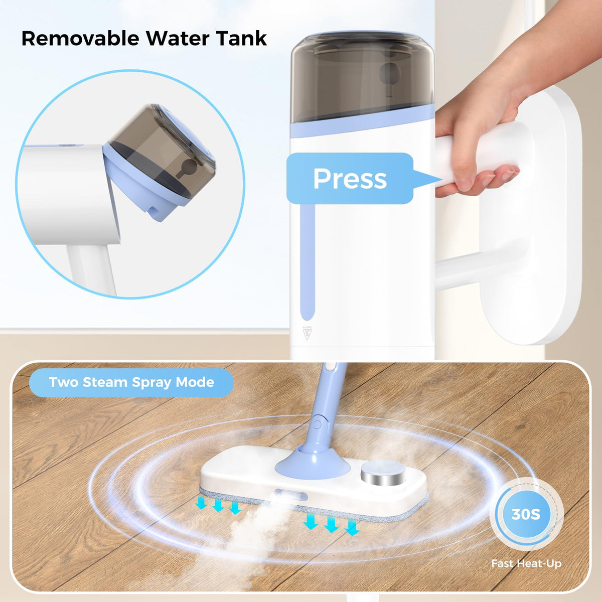 10 in 1 Detachable Handheld Steam Mop B4365