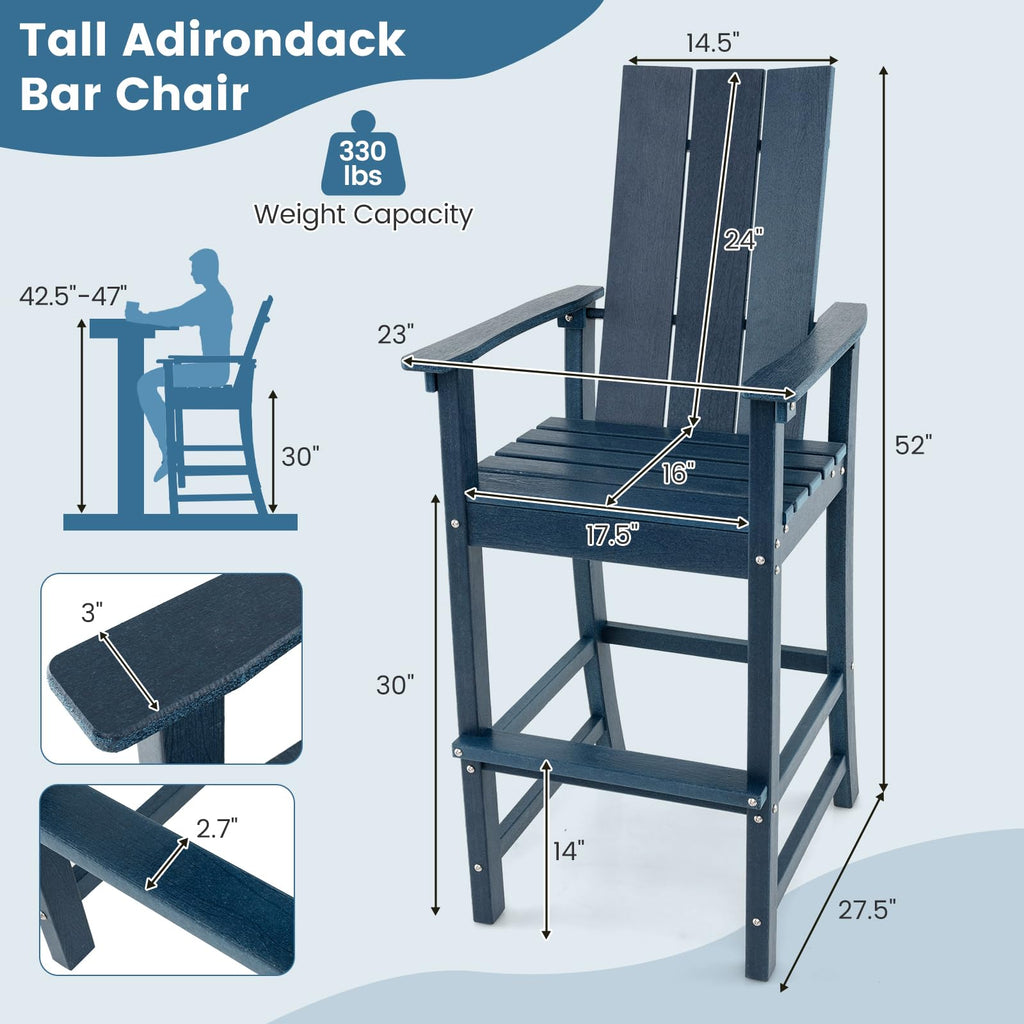 52” Tall HDPE Adirondack Chair Set of 4 Navy K157813