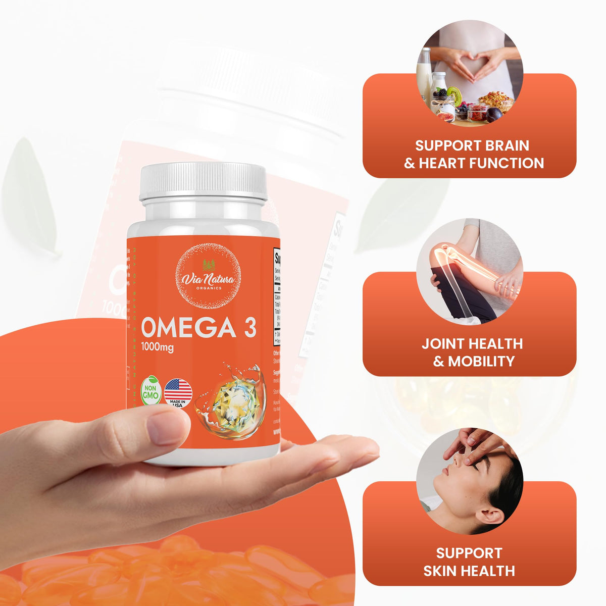 Omega 3 Fish Oil 1000mg EPA & DHA 60 Softgels C221