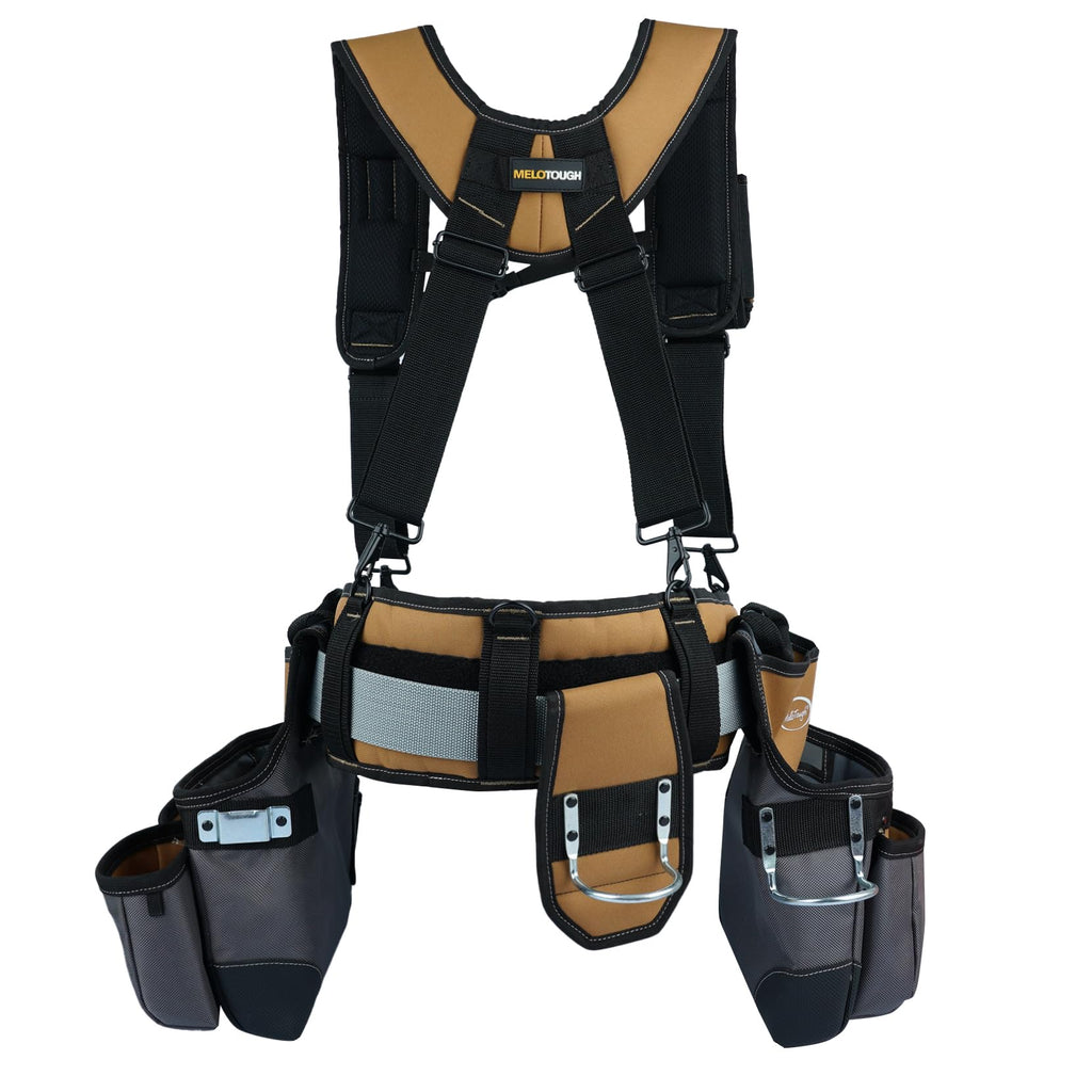 Khaki 28-Pocket Tool Belt and Suspenders V7282