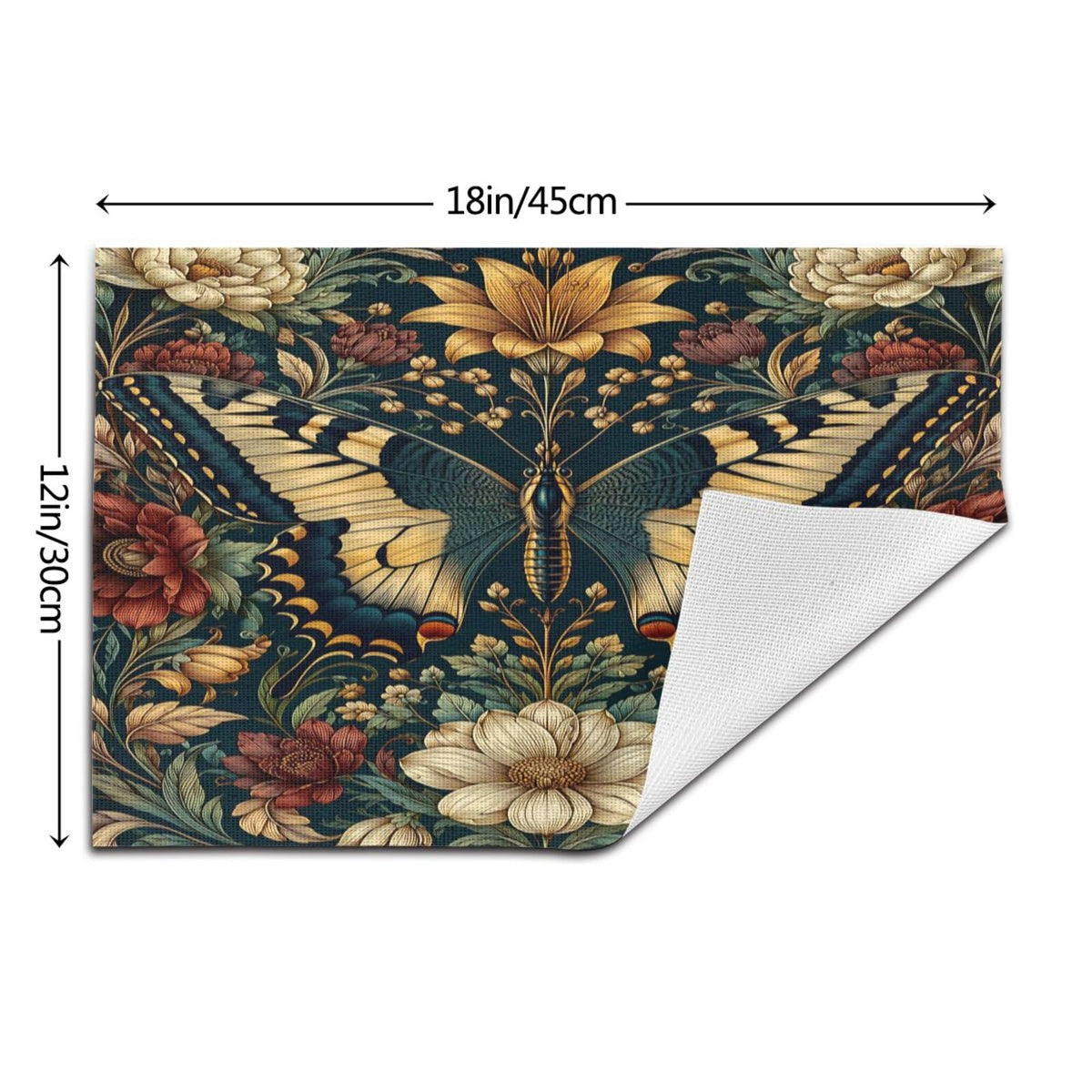 Vintage Butterfly Floral Woven Placemat 12X18 in J9866