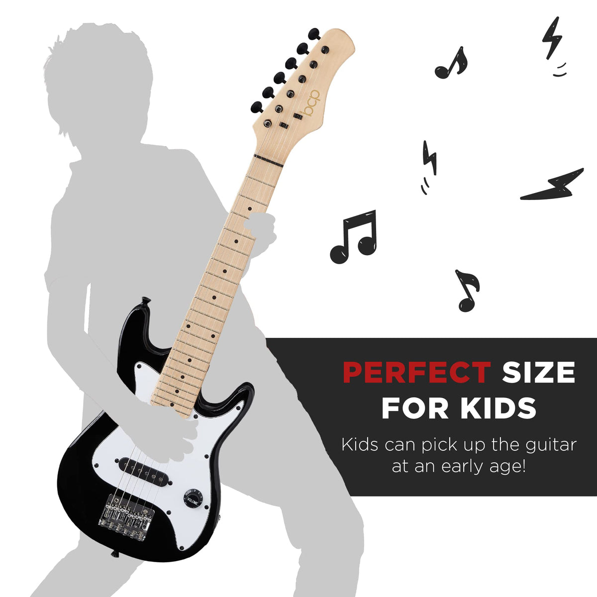 30in Kids Electric Guitar Starter Kit with Amplifier W754662