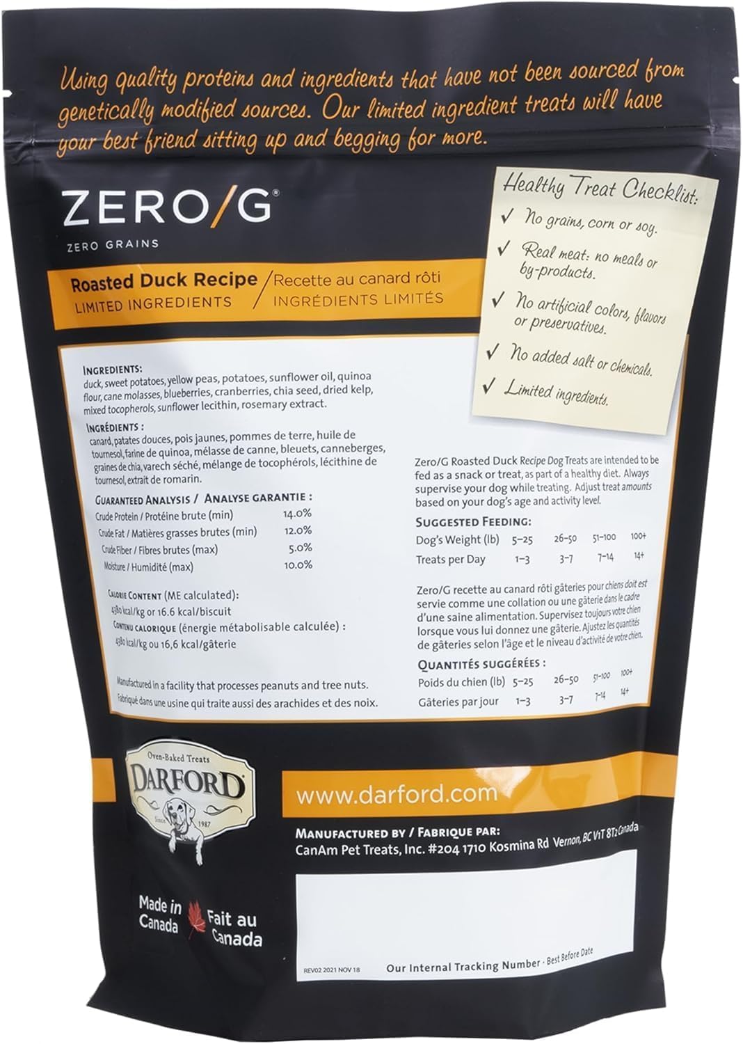 Roasted Duck Grain Free Dog Treats 2-Pack 36oz N996094