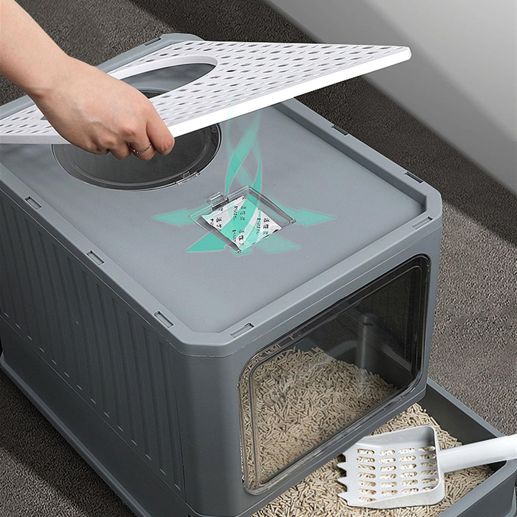 Foldable Enclosed Cat Litter Box with Lid E905