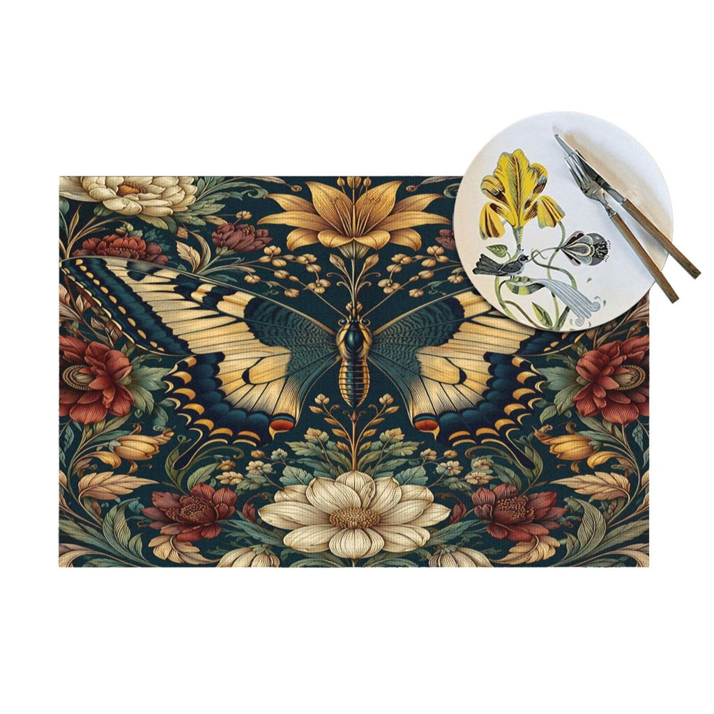 Vintage Butterfly Floral Woven Placemat 12X18 in J9866