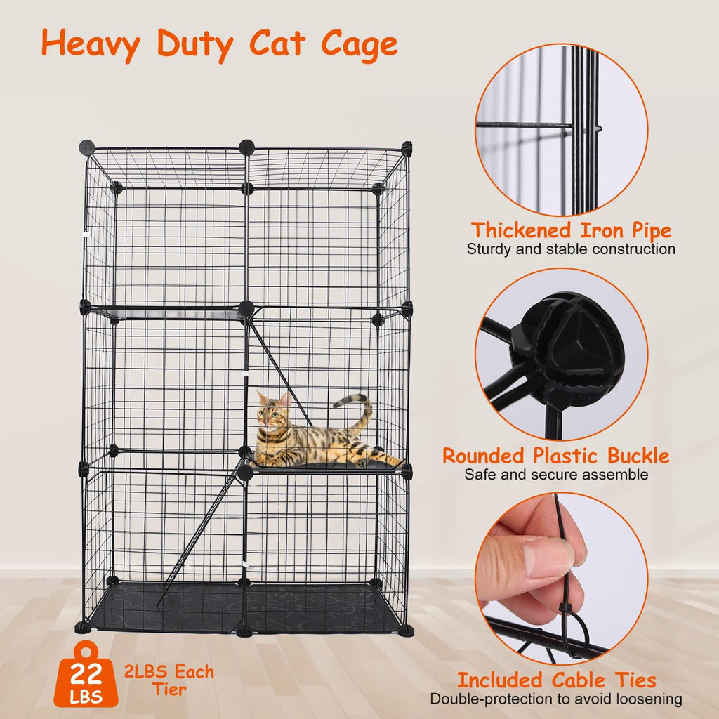 3-Tier Cat Cage with 3 Doors 2 Ramp Ladders C481