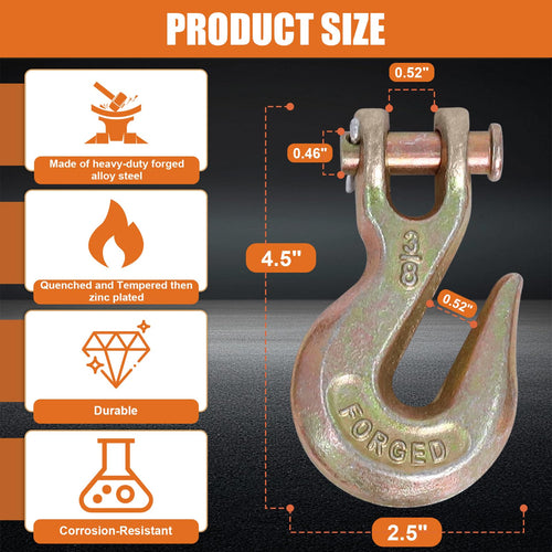 3/8" Grade 70 Clevis Grab Hooks, 10 Pack U508